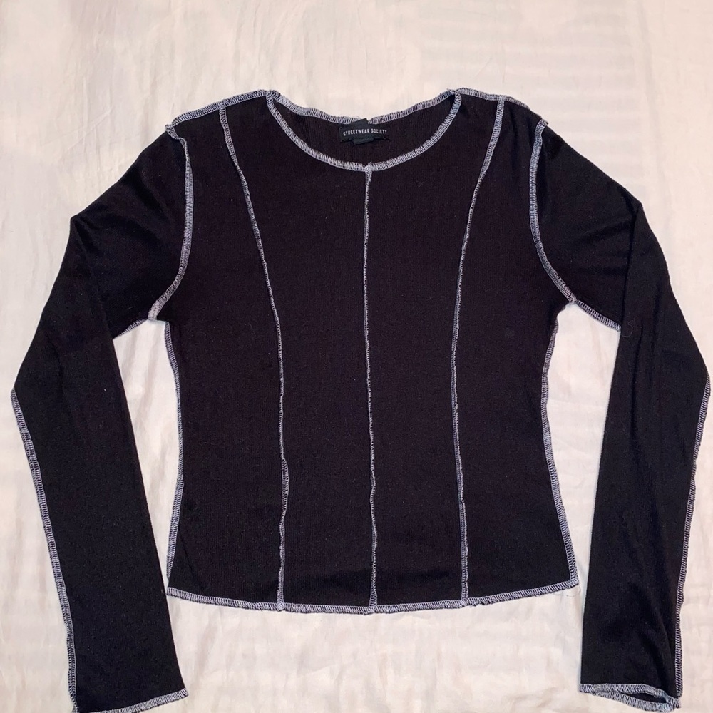 Grunge Black Long Sleeve Top